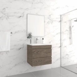 ABS DF Dark American Oak Wall Hung Vanity 600mm