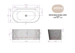 NOOSA Back To Wall MULTIFIT Bath 1500mm / 1700mm -Home Furnishings Store 1500 4