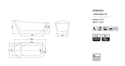 ROMANO Freestanding Bathtub Non-overflow 1700mm/1500mm -Home Furnishings Store 1500 rom