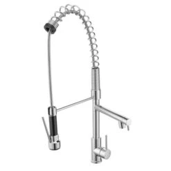 AQU Spring Chrome Commercial Double Spout Kitchen Sink Mixer Tap