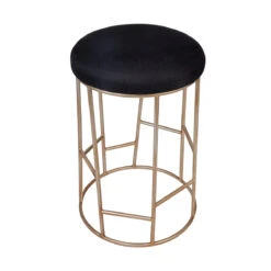 Aiden Gold Steel Kitchen Stool - Black Linen -Home Furnishings Store 32202 4