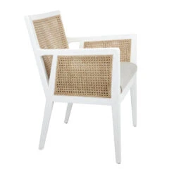 Kane White Rattan Carver Chair - Natural Linen 8 Kane White Rattan Carver Chair - Natural Linen -Home Furnishings Store 32476 5