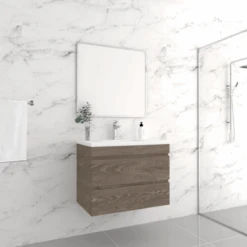 ABS DF Dark American Oak Wall Hung Vanity 750mm