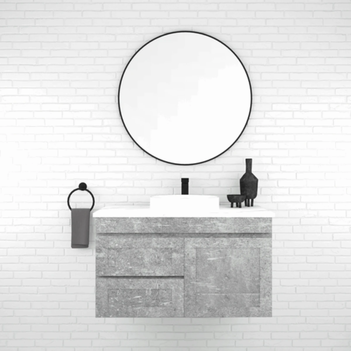 ABS BOSTON Matt Grey Wall Hung Vanity 900mm 3 ABS BOSTON Matt Grey Wall Hung Vanity 900mm