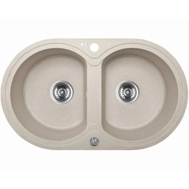 Laveo 470*780*204mm Beige Granite Stone Sink Double Bowls 3 Laveo 470*780*204mm Beige Granite Stone Sink Double Bowls
