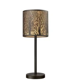 AUTUMN: Round Aged Bronze With Amber Lining Table Lamp