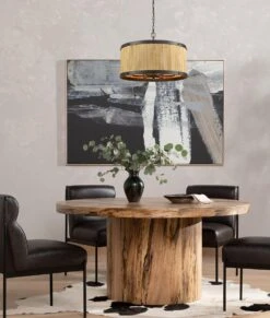 BARRIQUE: Retro Interior Large Drum Wood Pendant Lights -Home Furnishings Store BARRIQUE2 APPLICATION 02 min