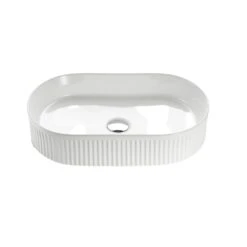 Poseidon POS Fluted Oval Gloss/Matte White Basin 580x360x120mm