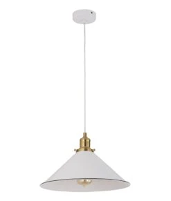 CEREMA: Interior White With Antique Brass & Black Highlight Coolie Pendant Light