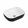 CHUR Rectangular Oval Counter Top Basin Black And White 500x405mm -Home Furnishings Store CH 43 BW01