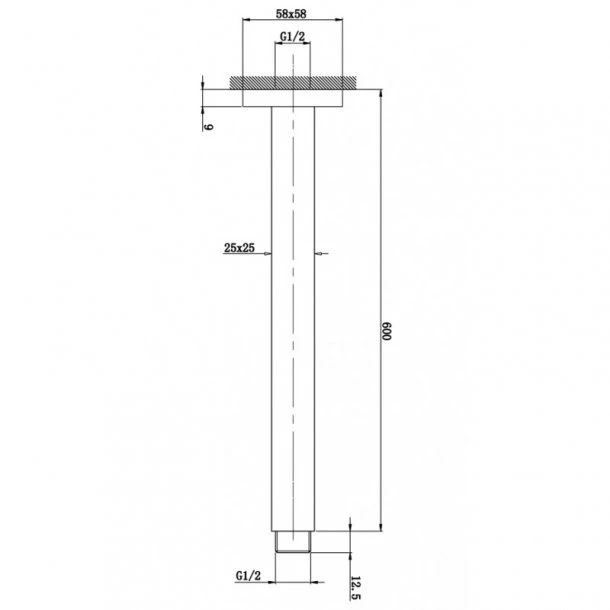 BLAZE Square Chrome Ceiling Shower Arm 600mm 6 BLAZE Square Chrome Ceiling Shower Arm 600mm - Image 4