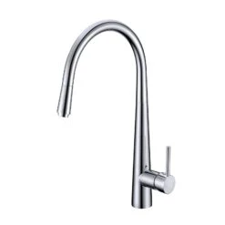 AQU Round Pull Out Kitchen Sink Mixer Tap Chrome