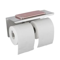 IVANO Chrome Double Toilet Paper Holder With Cover