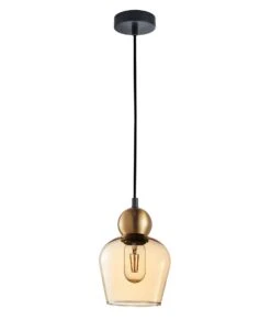 CHAMPAN: Interior Bronze Amber / Black Smoke Glass Ellipse Pendant Lights