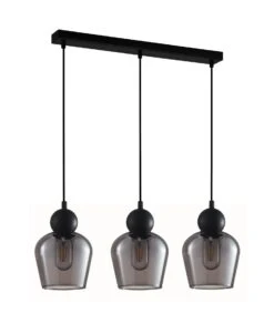 CHAMPAN: Interior Bronze Amber / Black Smoke Glass Ellipse Multiple Bar Base Pendant Lights -Home Furnishings Store CHAMPAN2X3S 20210831