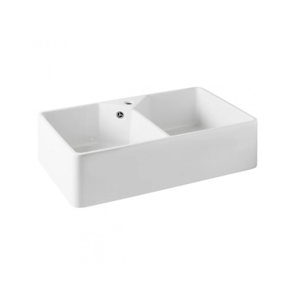 CHESTER Fireclay Butler Kitchen Sink 80 X 50 Matte White (Double Bowl) 4 CHESTER Fireclay Butler Kitchen Sink 80 X 50 Matte White (Double Bowl) - Image 2