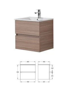 Poseidon STELLA PVC Wall Hung Vanity 600 -Home Furnishings Store CL OAK600 WH CAB
