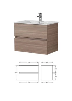 Poseidon STELLA PVC Wall Hung PVC Vanity 750 13 Poseidon STELLA PVC Wall Hung PVC Vanity 750 -Home Furnishings Store CL OAK750 WH CAB