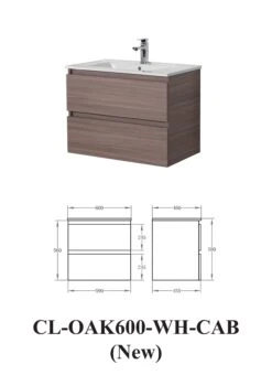 Poseidon STELLA PVC Wall Hung Vanity 600 -Home Furnishings Store CL OAK 001