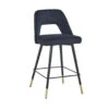 Delphi Barstool In Black / Blue / Light Grey Velvet And Black Legs With Gold Tip