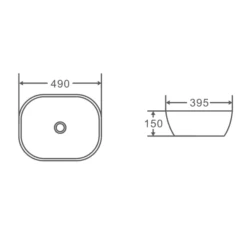 Evea Above Counter Oval Basin 490x395mm -Home Furnishings Store Evea4903