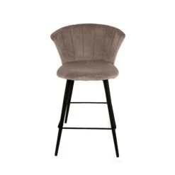 Calliope Velvet Stool In Grey