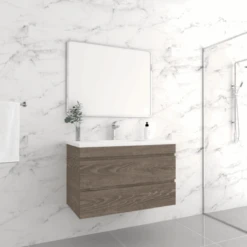 ABS DF Dark American Oak Wall Hung Vanity 900mm