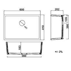GALDOR Fireclay Insert Kitchen Sink 600mm X 410mm -Home Furnishings Store HG60400Spec