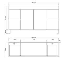 ABS DFL2 Dark Oak Double Bowl Freestanding Vanity 1500mm -Home Furnishings Store I7Pc3XPI