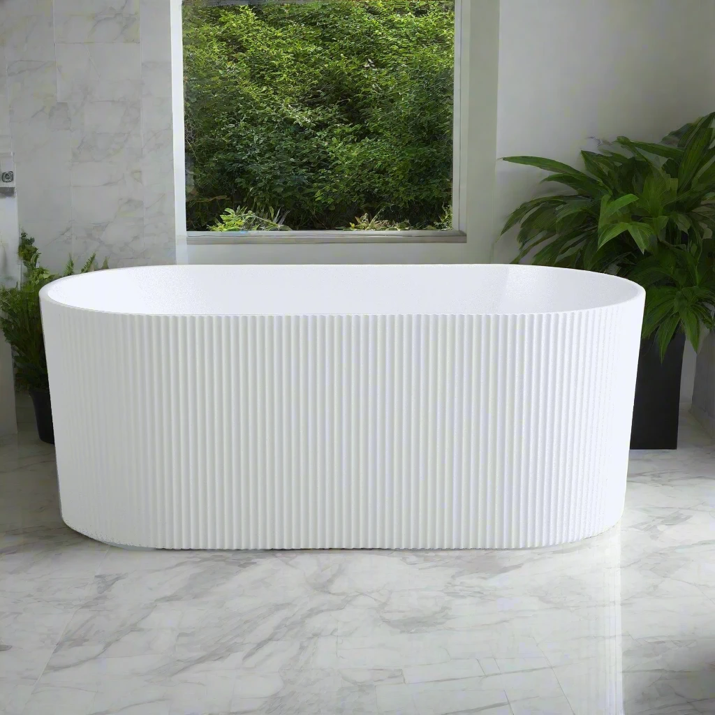Poseidon POS Ally Groove Oval Freestanding Bath Gloss White Finish 1500mm 4 Poseidon POS Ally Groove Oval Freestanding Bath Gloss White Finish 1500mm - Image 2