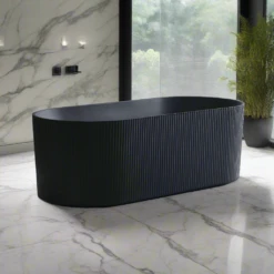 Poseidon POS Ally Groove Fluted Oval Freestanding Bath Matte Black Finish 1500mm -Home Furnishings Store L81A1817 0d21241a f047 4098 8046 46917ca81a76