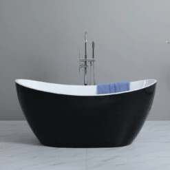 Poseidon POS Evie Matte Black & White Free Standing Bathtub 1500mm