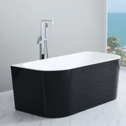 Poseidon Elivia Black Free Standing/Back To Wall Bathtub