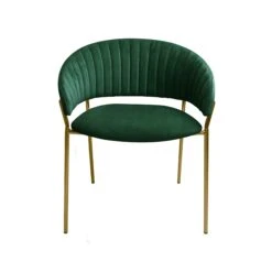 Lex Dining Chair In Green Velvet And Gold Legs
