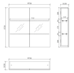 ABS Pencil Edge Shaving Cabinet Light Oak 600/750/900/1200/1500mm 14 ABS Pencil Edge Shaving Cabinet Light Oak 600/750/900/1200/1500mm -Home Furnishings Store MC750 600x593 27cecce9 fc69 4952 9537 dd77553ab921