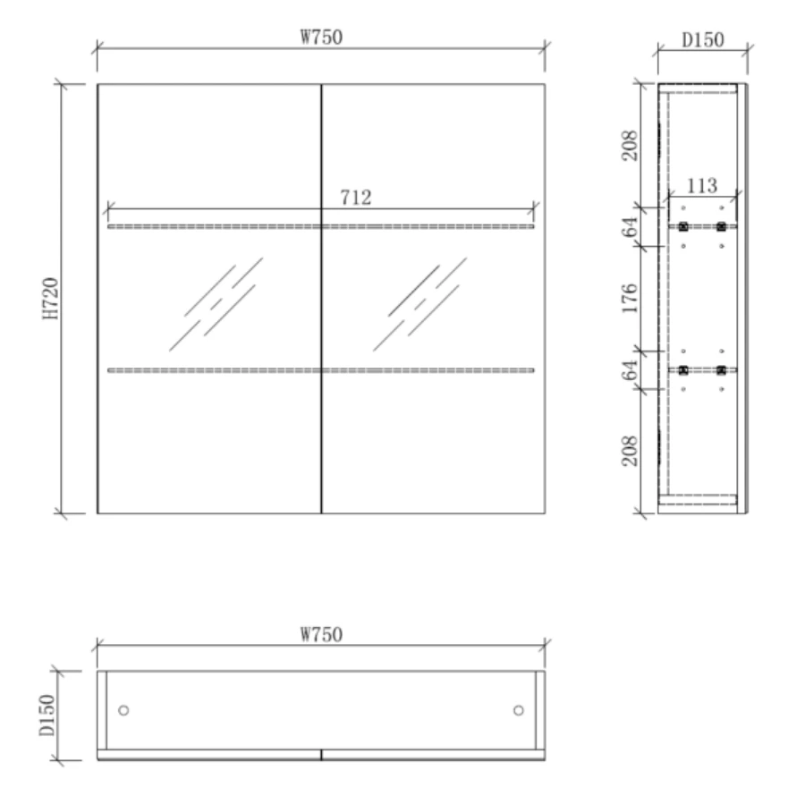 ABS Pencil Edge Shaving Cabinet Light Oak 600/750/900/1200/1500mm 8 ABS Pencil Edge Shaving Cabinet Light Oak 600/750/900/1200/1500mm - Image 6