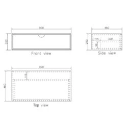 Tiara Wall Hung Vanity And Basin 900mm White -Home Furnishings Store ML900W03