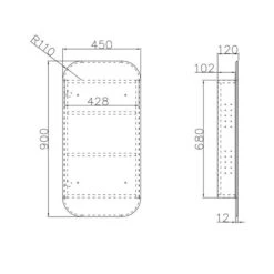 NEWPORT Shaving Cabinet 900mm Black Oak With Optional LED 17 NEWPORT Shaving Cabinet 900mm Black Oak With Optional LED -Home Furnishings Store NEWPORT B