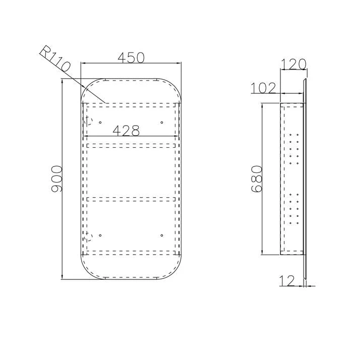 NEWPORT Shaving Cabinet 900mm Black Oak With Optional LED 10 NEWPORT Shaving Cabinet 900mm Black Oak With Optional LED - Image 8