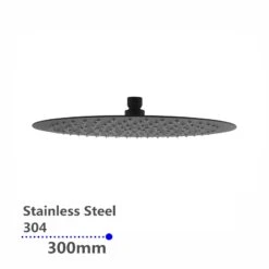 AQU Super-slim Round Black Rainfall Shower Head 300mm