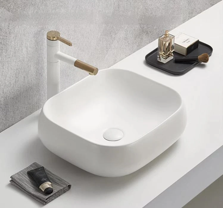 POSEIDON Matte White Ceramic Basin (Rectangle: 450x400X145) 4 POSEIDON Matte White Ceramic Basin (Rectangle: 450x400X145) - Image 2