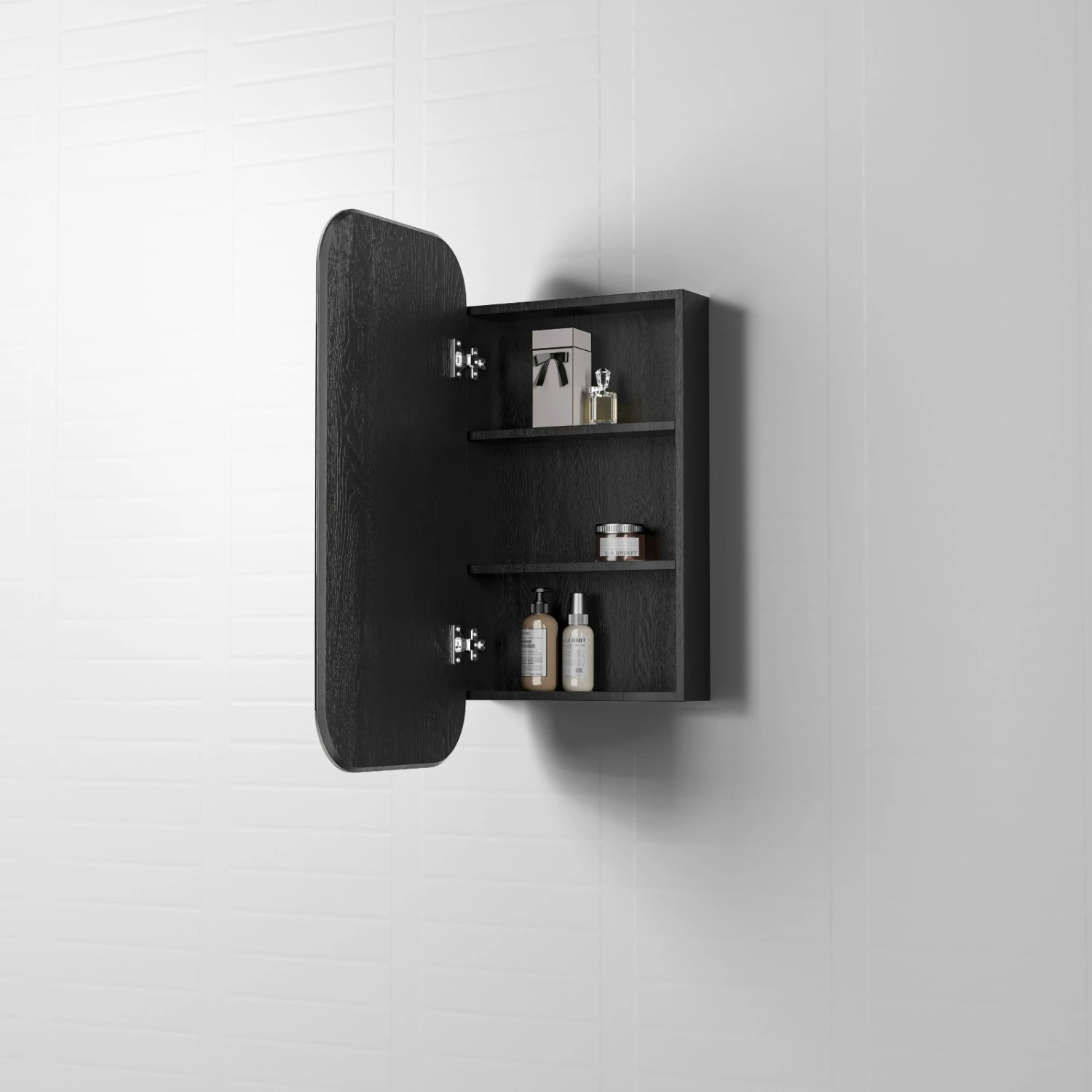 NEWPORT Shaving Cabinet 900mm Black Oak With Optional LED 4 NEWPORT Shaving Cabinet 900mm Black Oak With Optional LED - Image 2
