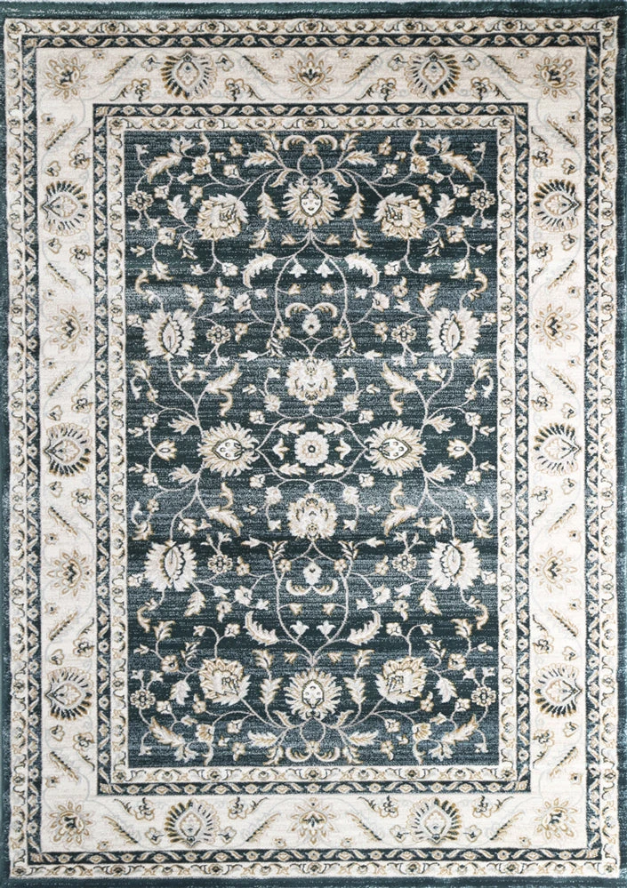 Oregon Navy Blue Border Rug