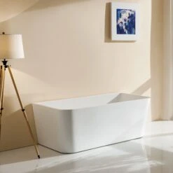 ABS MANDY Gloss White Back To Wall Bathtub