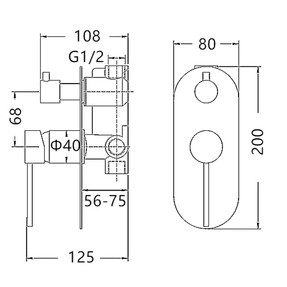 ROUL Shower/Wall Mixer With Diverter Gun Metal 4 ROUL Shower/Wall Mixer With Diverter Gun Metal - Image 2
