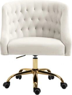 Roosevelt Office Chair In White Velvet