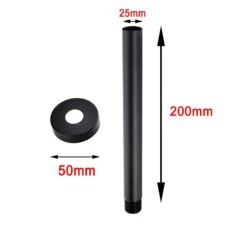 Pentro Matte Black Round Ceiling Shower Arm 200mm 7 Pentro Matte Black Round Ceiling Shower Arm 200mm -Home Furnishings Store SS0105B SIZE 1