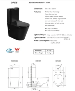 OASIS Black Rimless Matte Black Toilet Suite -Home Furnishings Store Screenshot2023 03 02102447
