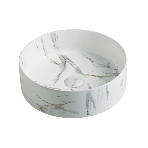 POSEIDON Gloss White Carrara Basin (Round: 394x394x115) 3 POSEIDON Gloss White Carrara Basin (Round: 394x394x115)