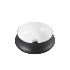 TRIER Round Counter Top Basin White And Gunmetal 410mm